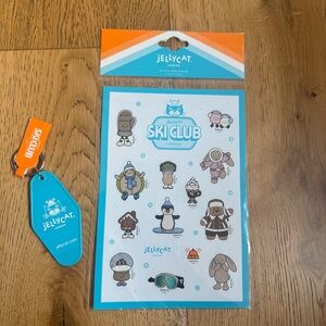 JELLYCAT LONDON SKI CLUB HOLIDAY 2025 STICKER SET & KEYCHAIN